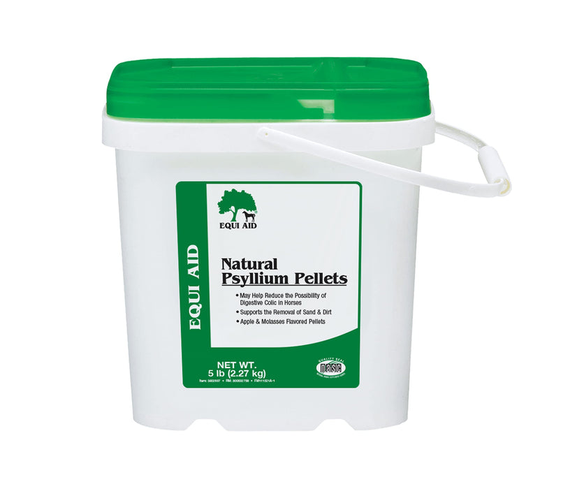 Farnam Equi Aid Natural Horse Psyllium Pellets Supplement for Horses, Supports Removal of Sand & Dirt From the Ventral Colon, 5 Pound, 16 Scoops