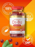 Carlyle Vitamin D3 + B12 Complex Gummies | 90 Count | Vegetarian, Non-GMO, and Gluten Free Formula | Strawberry Flavor Supplement