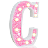 Pooqla LED Marquee Letter Lights, Light Up Pink Letters Glitter Alphabet Letter Sign Battery Powered for Night Light Birthday Party Wedding Girls Gifts Home Bar Christmas Decoration, Pink Letter C