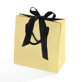 SHYRABBIT 10pcs Gold Gift Bags with Handles,5.5x2.8x5.9Inch Small Jewelry Paper Bags,Small Gift Bags,Gold gift bags with Bow,Christmas Gift Bags,Cosmetics paper bags