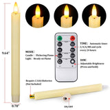 Flameless Candles with Remote: 8 Pack Battery Operated Window Candles 9.6" Real Wax LED Flickering Flameless Taper Candles 3D Wick Lights Halloween Christmas Wedding Birthday Party Decorations (Ivory)