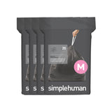 simplehuman Code M 80 Count, Genuine Odorsorb Custom Fit Liners, Drawstring Odor Absorbing Trash Bags in Dispenser Packs, 45 Liter / 12 Gallon