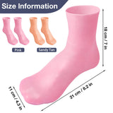 Noverlife 2 Pairs Moisturizing Silicone Socks, Reuseable Men's Pedicure Socks for Dry Cracked Rough Feet Skin, High Elastic & Anti Slip Moisturizer Spa Socks, Dry Heels Gel Socks - Pink & Tan