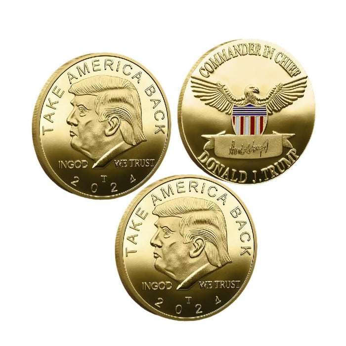 3pc Chief President Donald Trump Coin, Trump 2024 Coin Take America Back Challenge Coin for Gift