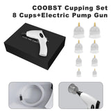 COOBST Cupping Therapy Set, Professional Massage Cupping Set with Pump Gun and Extension Tube, 9pcs Home Cupping Hijama Kit Suction Cup Vacuum Therapy Set for Body Pain Relief-Gray
