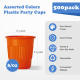 Lilymicky 500 Pack 3 oz Plastic Cups, Disposable Party Cups, Bathroom Cups in Assorted Colors Can Be Used As Tasting Cups, Party Tumblers, Jelly Party Shot Cups, and Dental Cups