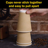 SPRINGPACK Disposable Paper Coffee Cups with Lids, 100 pack 12 oz Ripple Wall Insulated To Go Coffee Cups for Hot/Cold Beverage, Recyclable Takeaway Drinking Cups for Home Office Cafe Party