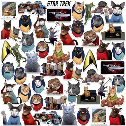 Star Trek: The Original Series Cats 50ct Vinyl Large Deluxe Stickers Variety Pack - Laptop, Water Bottle, Scrapbooking, Tablet, Skateboard, Indoor/Outdoor