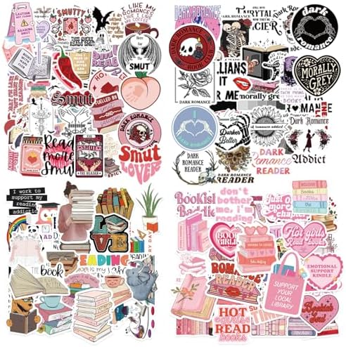 200 PCS Book Stickers for Kindle and Case, Adult-Bookish, Bookish, Dark Romance and Pink Theme Decals, Spicy BookTok, Waterproof Bookish Vinyl Stickers for Laptop, Water Bottle, Gifts for Book Lovers