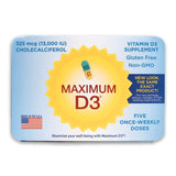 Maximum D3 13,000 IU Box, 60 Capsules Total (12 Cards/Box x 5 Capsules per Card), 60-weeks Supply [Packaging may vary]