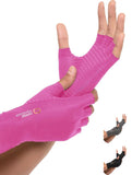 Copper Compression Arthritis Gloves | Fingerless Arthritis Carpal Tunnel Pain Relief Gloves For Men & Women | Hand Support Wrist Brace For Rheumatoid, Tendonitis, Swelling, Crocheting - Pink XS