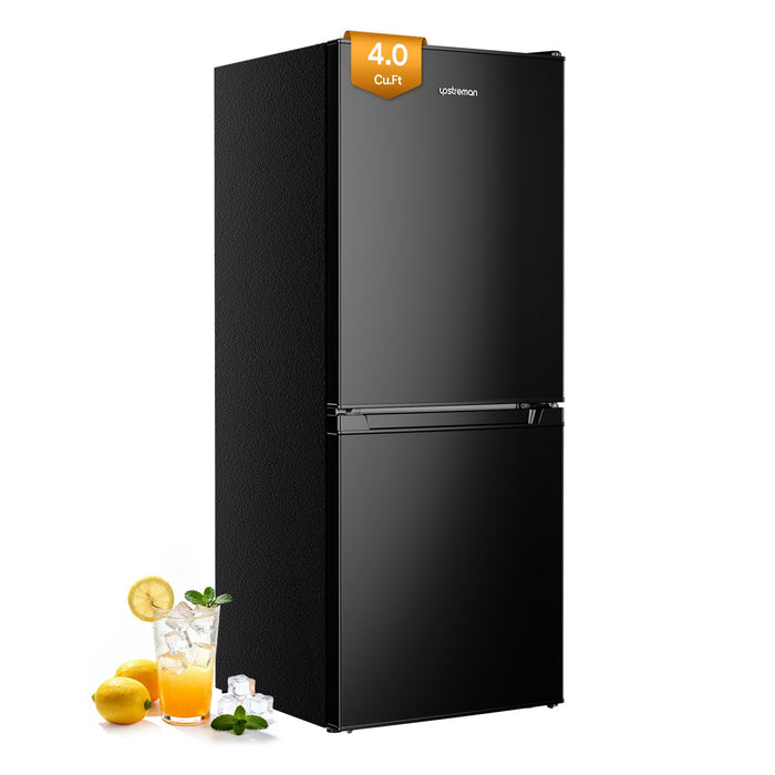 Upstreman 4.0 Cu.Ft Mini Fridge with Bottom Freezer, Double Door Small Refrigerator, Large Capacity Small Fridge with Freezer, Mini Refrigerator for Bedroom, Dorm, Office, BM40 (Black)