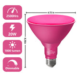 LOXYEE PAR38 Flood Pink Light Bulb,2 Pack-Dimmable,E26 Base Pink Flood Light Outoor(20W Replace to 200W),Pink Light Bulb Outdoor Porch,Colored Light,Spot Light,Halleween,Christmas Lighting