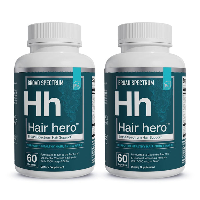 Essential Elements Hair Hero - Broad-Spectrum Hair Formula - Healthy Hair, Skin, and Nails - 5000 mcg Biotin 30 Day Supply (2-Pack)