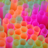 ALINK 1000 Count Neon Flexible Plastic Drinking Straws, Individually Wrapped, Disposable Bendy Straws - 7.75 in x 0.23 in