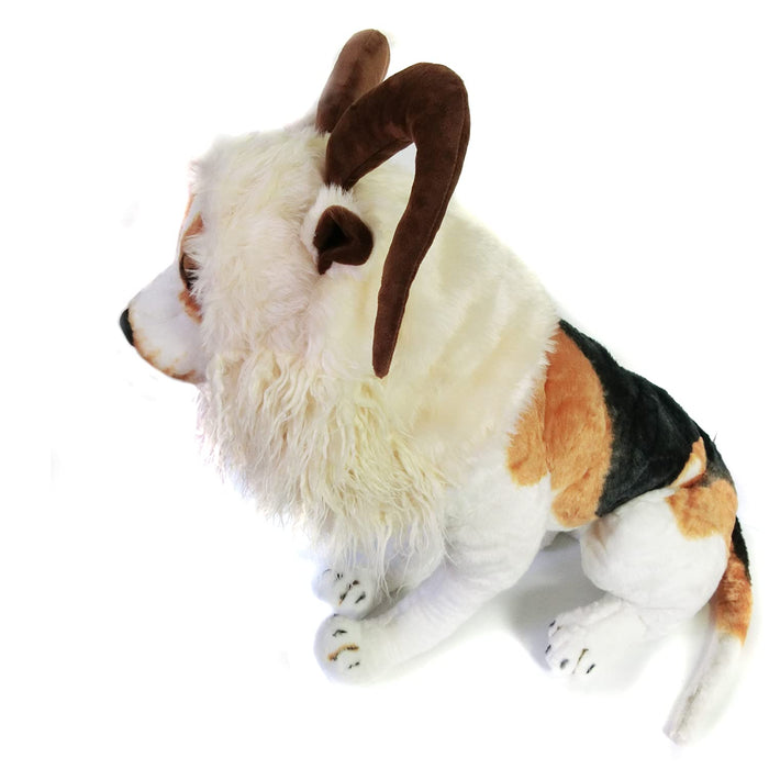 Funny Pet Reindeer Moose Costumes for Dog, Cute Furry Pet Wig for Halloween Christmas, Pet Clothing Accessories (Goat, Size M)