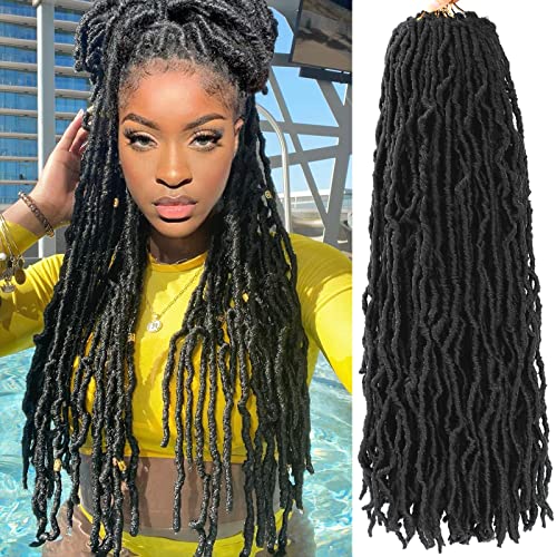 Faux Locs Crochet Hair Soft Locs 24 Inch 7 Packs Crochet Locs Pre looped Natural Butterfly Locs Crochet Hair For Women (24 Inch (Pack of 7), 1B#)