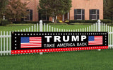 FLCHWY Donald Trump 2024 Flag Trump Take American Back Large Banner Trump American Banner Sign Yard Advertising Polyester Yard Signs Party Outdoor Flag Decor 8.2x1.6 FT