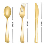 N9R 500PCS Gold Plastic Silverware - Gold Plastic Cutlery Set Disposable Flatware Dinnerware -200 Gold Forks, 150 Gold Spoons, 150 Gold Knives for Party, Birthday, Wedding Gold Utensils