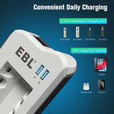 EBL AA 2300mAh (8 Pack) and AAA 1100mAh (8 Pack) Ni-MH Rechargeable Batteries and AA AAA Rechargeable Battery Charger with 2 USB Charging Ports