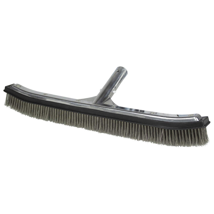 Poolmaster 18-Inch Stainless Steel Pool Algae Brush, Heavy-Duty Aluminum Back, for Gunite Concrete Pools and Spas, Wide Head for Fast Wall and Floor Cleaning