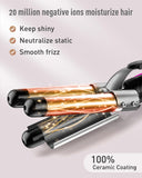 Waver Curling Iron Curling Wand - BESTOPE PRO 5 in 1 Curling Wand Set with 3 Barrel Hair Crimper for Women, Fast Heating Crimper Wand Curler in All Hair Type - Gray