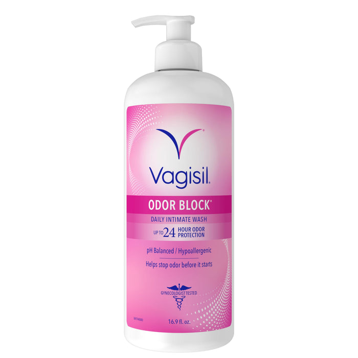 Vagisil Feminine Wash for Intimate Area Hygiene, Odor Block, Gynecologist Tested, Hypoallergenic, 16.9 oz with Pump