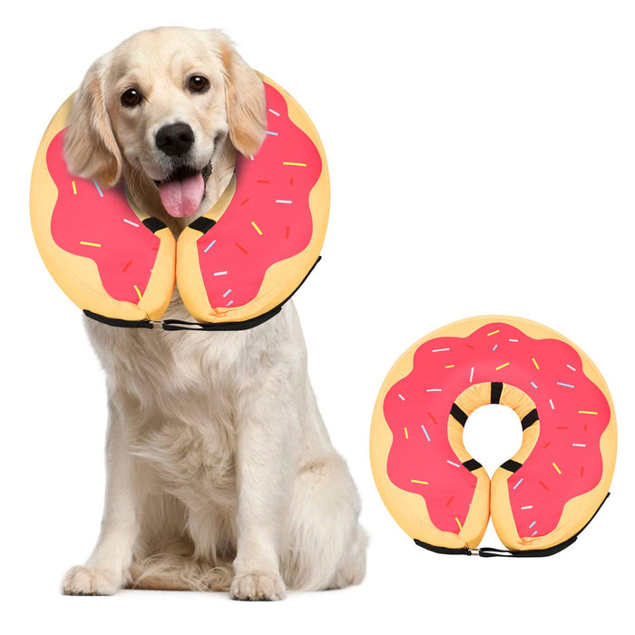 MIDOG Dog Cone Collar, Inflatable Dog Neck Donut Collar Alternative After Surgery, Soft Protective Recovery Cone for Small Medium Large Dogs and Cats Puppies - Alternative E Collar (RedDonut, L)