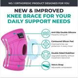 MODVEL Knee Brace with Side Stabilizers | FSA or HSA eligible | Patella Gel Pads Knee Support Braces for Knee Pain, Meniscus Tear,ACL,MCL,Arthritis, Joint Pain Relief,Injury Recovery. (S/M Pink)