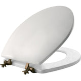 MAYFAIR 44ORA 000 Toilet Seat with Oil Rubbed Bronze Hinges will Never Come Loose, ROUND , White