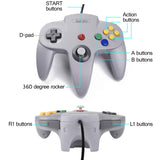 KIWITATA Classic N64 Controller, Retro N64 Wired Remote Joystick Gamepad Controller Compatible with N64 Video Game System Console Gray