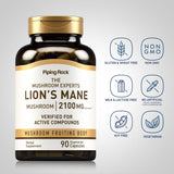 Piping Rock Lions Mane Supplement Capsules | 2100mg | 90 Count | Mushroom Herbal Extract | Hericium Erinaceus | Vegetarian, Non-GMO, Gluten Free