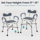 PELEGON Shower Chair (450lb) with Padded Armrests and Back, Shower Chair for Elderly and Disabled, Adjustable Height Shower Seat, Heavy Duty Shower Chair for Inside Shower, Handicap Shower Chair- Teal