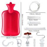 2 L Enema Bag Home Enema Kit with 3 Enema Tips,60 inch Long Silicone Hose, Controlable Water Flow Valve, Hot-Water Bottle for Colon Cleansing Enemas for Women/Men（Red）