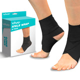 Vive Ankle Wrap (2 Pack) - Strap Heel Brace Stabilizer For Sprained Foot - Breathable, Soft, Firm Compression Sport Sleeve For Swelling - Adjustable Nonslip Elastic Support For Tendonitis (Women, Men)