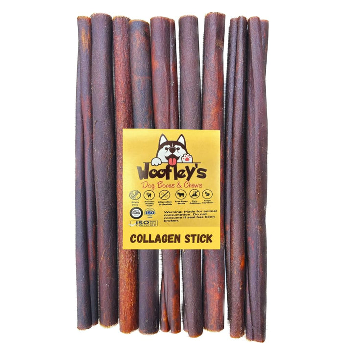 Woofley's 12 Inch Beef Collagen Sticks for Dogs (8 Count) - Collagen Chews for Dogs - Bully Stick Rawhide Alternative Dog Chews No Hide Bones for Medium & Large Dogs