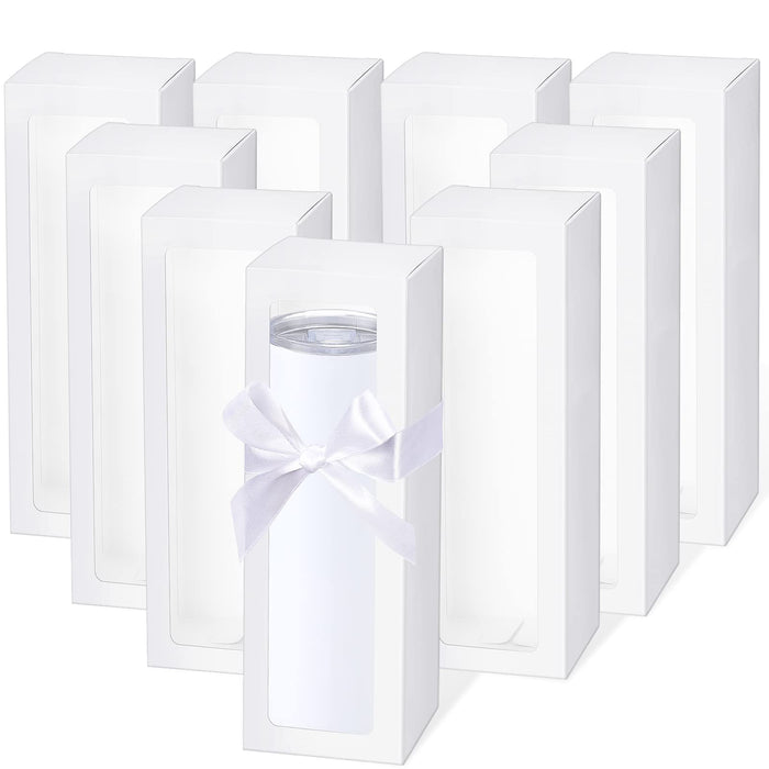 PerKoop 36 Pcs Gift Boxes with Ribbon for Sublimation Tumbler Christmas Tumbler Box for 12 oz, 20 oz, 30 oz Tumbler Gift Box for Shipping Blanks Sublimation Tumbler Gift Wrapping (White)