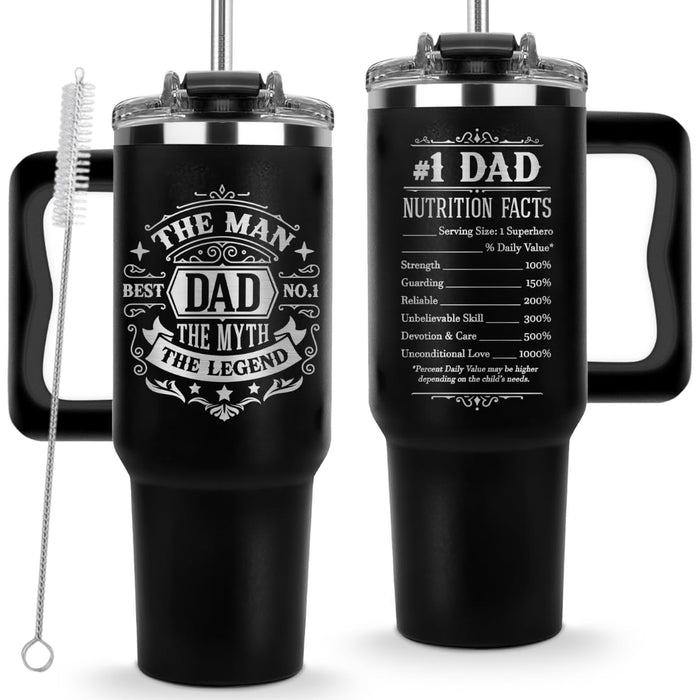 Christmas Gifts For Dad - Dad The Man The Myth The Legend Tumbler 40Oz, Birthday Gifts for Dads from Daughter, Son, Kids, Papa Mug for Daddy Elderly Fathers, Christmas Presents Ideas and Coffee Cups