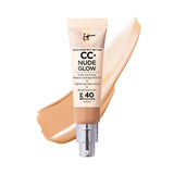 IT Cosmetics CC+ Nude Glow Lightweight Foundation + Glow Serum with SPF 40 - With Niacinamide, Hyaluronic Acid & Green Tea Extract - Medium Tan - 1.08 fl oz