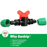 Gardrip 10 Pack Drip Irrigation Valve for 1/2 Inch Drip Tubing (1/2" ID x 0.65" OD)：1/2'' In-line Locked Barbed Ball Valve Drip Line Shut Off Valve Parts In Irrigation System for Garden