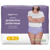 Amazon Basics Women's Protective Underwear, Incontinence & Postpartum, Maximum Absorbency, Large, Lavender, 18 Count, (1 Pack of 18)