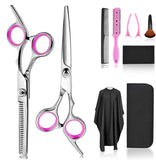 Hair Cutting Scissors Thinning Shears- Fcysy Professional Barber Sharp Hair Scissors Hairdressing Shears Kit with Haircut Accessories in Leather Case for Cutting Styling Hair for Women Men Pet