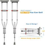 Huark Warno Lightweight Underarm Crutches with Height Adjustment up to 300 LBS, Aluminum Walking Aid for Teens to Adults Range 4’6”– 6’6”, with Underarm Pad and Hand Grip,1pair (Gray, Triangle)