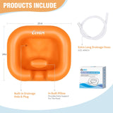 Cehim Inflatable Shampoo Basin - Portable Shampoo Bowl, Hair Washing Basin for Bedridden, Disabled,Injured, Hair Wash Tub for Dreadlocks and at Home Sink Washing (Orange)