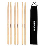 Donner Drum Sticks, 3 Pairs 5A Drumsticks Classic Maple Wood Snare Drumsticks With Carrying Bag, Christmas Birthday Gift, Great Holiday