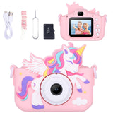 Envyvip Unicorn Toys Camera for Kids Girls Age 3-8, Toddler Kids Digital Camera Christmas Birthday Gifts for 3 4 5 6 7 8 Years Old Girl, Cute Selfie Video Camera, HD 1080P, 32GB SD Card Included, Pink