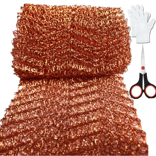 Copper Mesh, Rodent Mesh Sturdy Pure Copper Stuff-fit Wire Mesh for Gap Copper Blocker Fill Fabric 5" x 47"