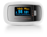 AccuMed CMS-50D1 Fingertip Pulse Oximeter Blood Oxygen Sensor SpO2 for Sports and Aviation. Portable and Lightweight with LED Display, 2 AAA Batteries, Lanyard and Travel Case (White)