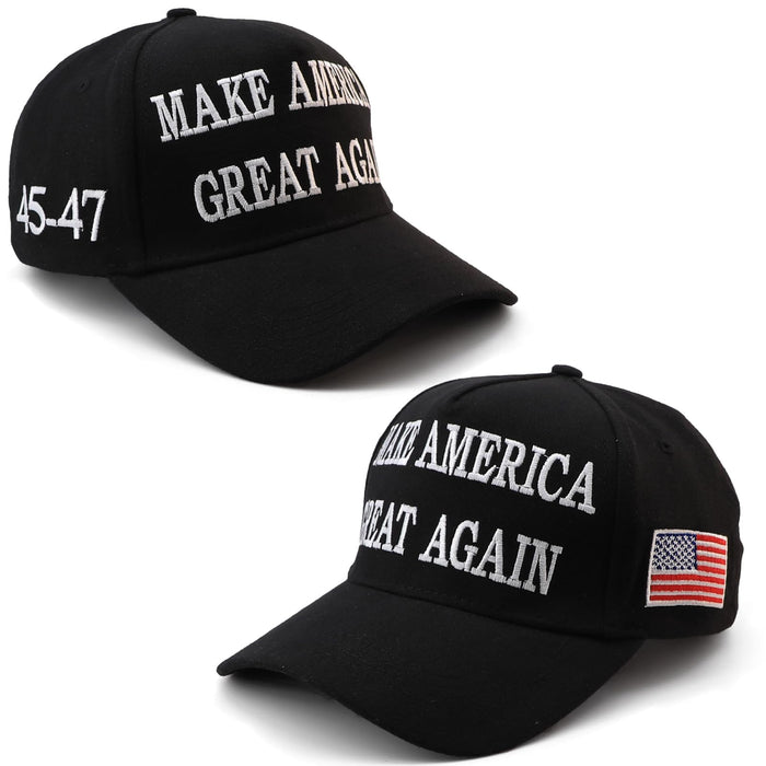 Nigua MAGA Hat, 2PCS 45-47 Trump 2024 Hat Make America Great Again Slogan Baseball Cap