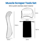 Cicypumye Stainless Steel Gua Sha Massage Tools 2 in 1 Muscle Scraper Tool, Graston Tool Set for myofascial Release,Scar Tissue Massager, Whole Body Metal gua sha Tools for face, Back, Legs, Arms
